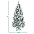 thumbnail image 3 of Costway 6ft Snow Flocked Hinged Artificial Slim Christmas Tree with Pine Needles, 3 of 10