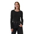 thumbnail image 1 of Camiseta de manga larga GAP para mujer, cuello redondo, color negro intenso, talla S, 1 of 4