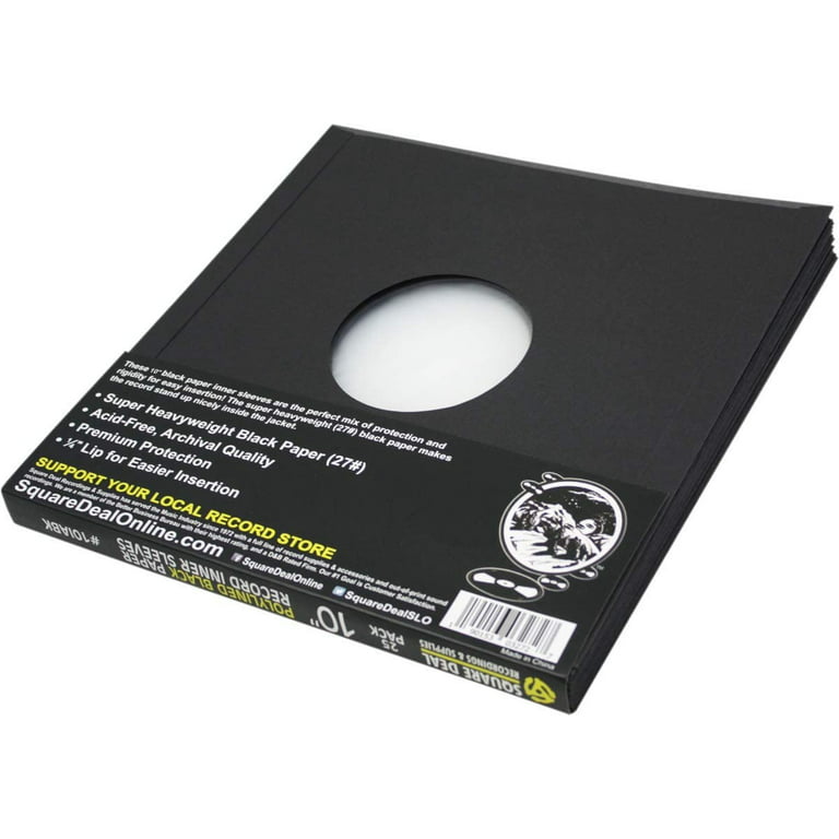 Polylined Paper Record Sleeves - Black (50 Pack)