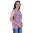 thumbnail image 3 of Moomaya Womens Sleeveless Shirt Button Down Top Printed Casual Summer Sheer Blouse, 3 of 9
