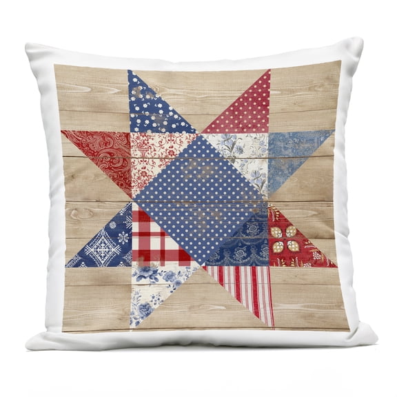 Stupell Industries Rustic Americana Quilt Pattern Design by Susan Arnot Outdoor Printed Pillow