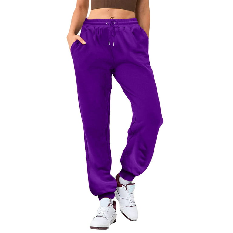 Aayomet Lounge Pants Women Women's Joggers Pants Lightweight Quick Dry  Workout Track Pants for Women with Zipper Pockets,Purple XL