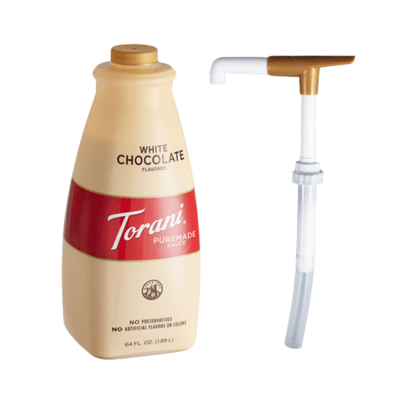 Torani Puremade White Chocolate Flavoring Sauce 64 fl. oz. Bonus Squeeze Pump