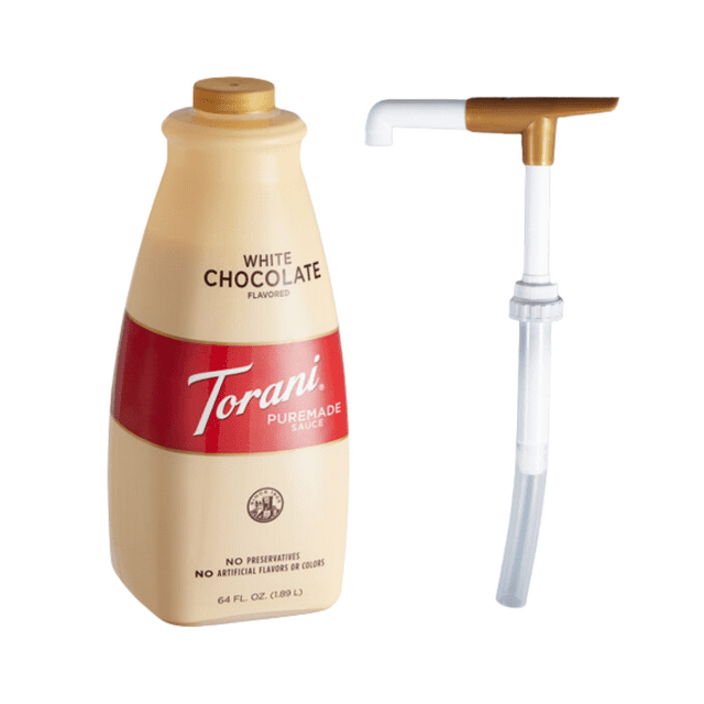 Torani Puremade Sauce Aromatisante au Chocolat Blanc 64 fl oz Pompe Doseuse Bonus