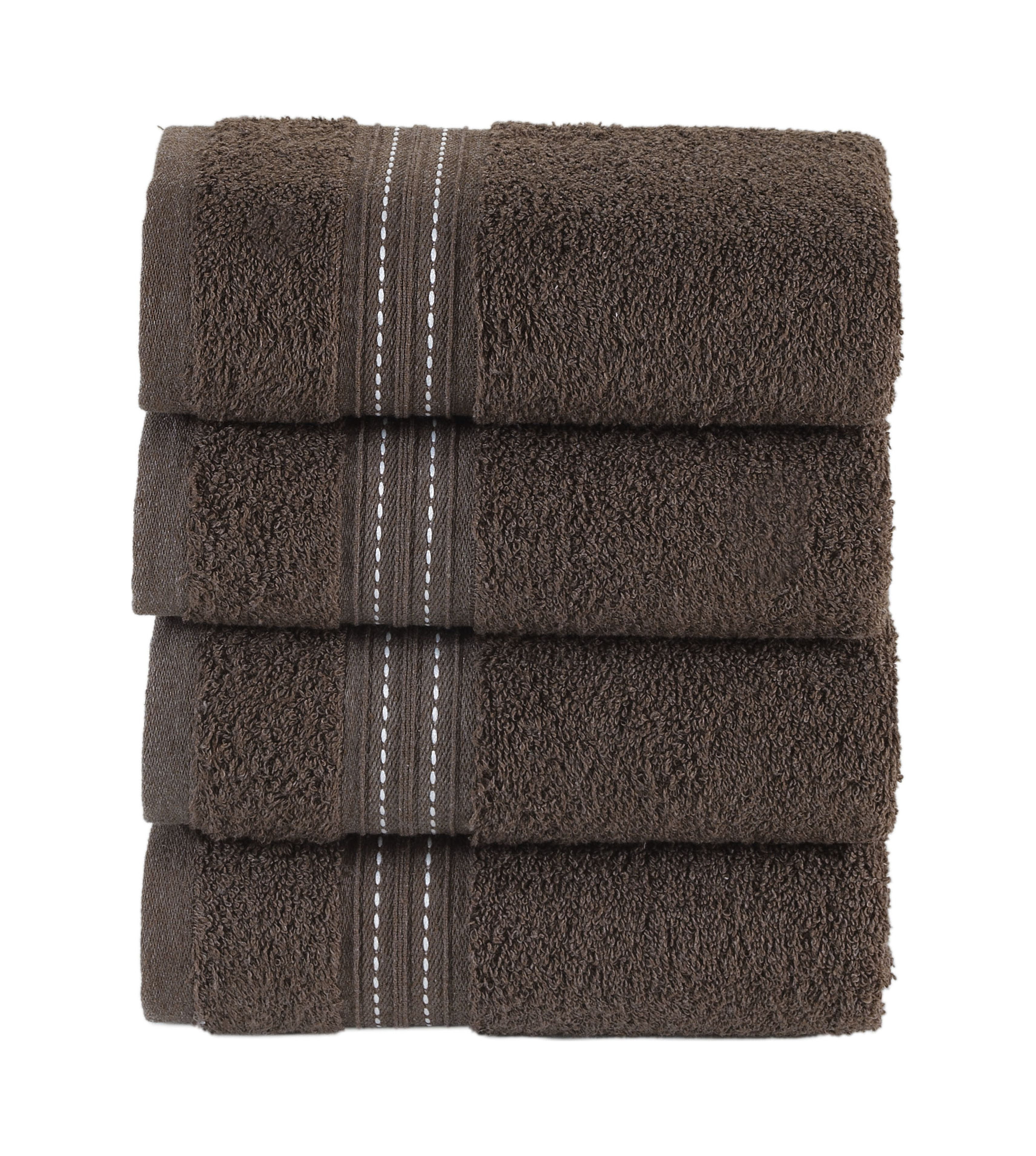 Halley Turkish Hand Towels Set - 4 Pack Bathroom Set, Ultra Soft, Machine Washable, Highly Absorbent, 100% Cotton - Luxury Spa Quality - Brown, Size