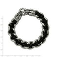 thumbnail image 5 of White Stainless Steel bracelet Men's Black 8.5 in Polished Blk Leather Antiqued Dragon Head, 5 of 5