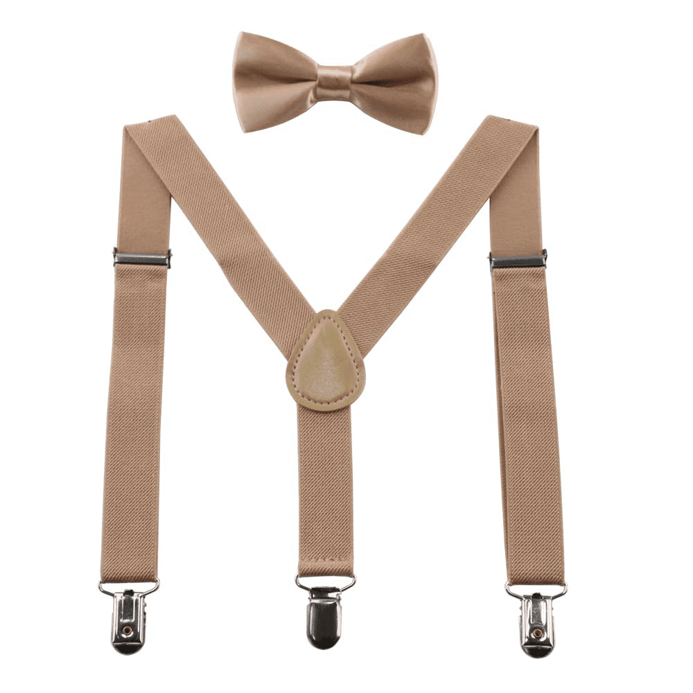 Childrens Toddlers Boy Girls Elastic Adjustable Suspender Khaki Beige USA SELLER 