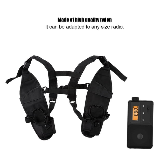 Chaleco Universal de Nailon Bidireccional con Radio Arnés de Radio para el Pecho Chaleco para la Parte Delantera del Pecho Walkie-talkie de Manos Libres Bolsillo en el Pecho