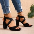 thumbnail image 2 of Pandaie Women Open Toe Heels Sandals Ankle Strap 2.95 Inch Chunky Heeled Dressy Pumps Slingback Casual Wedding Party Dress Thong Shoes Black Size 6, 2 of 9