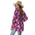 thumbnail image 2 of Garronmavis Women's Draped Front Open Cardigan Casual Long Sleeve Lightweight Cardigan Sweaters for Women Cover Up Top Purple Egg Flowers, 2 of 6