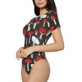 thumbnail image 2 of Gaeub Red Mushrooms Women'S Short Sleeve One Piece Swimsuit Sexy High-Waisted Bodysuit For Swimming, Beach, Sports - X-Large, 2 of 9
