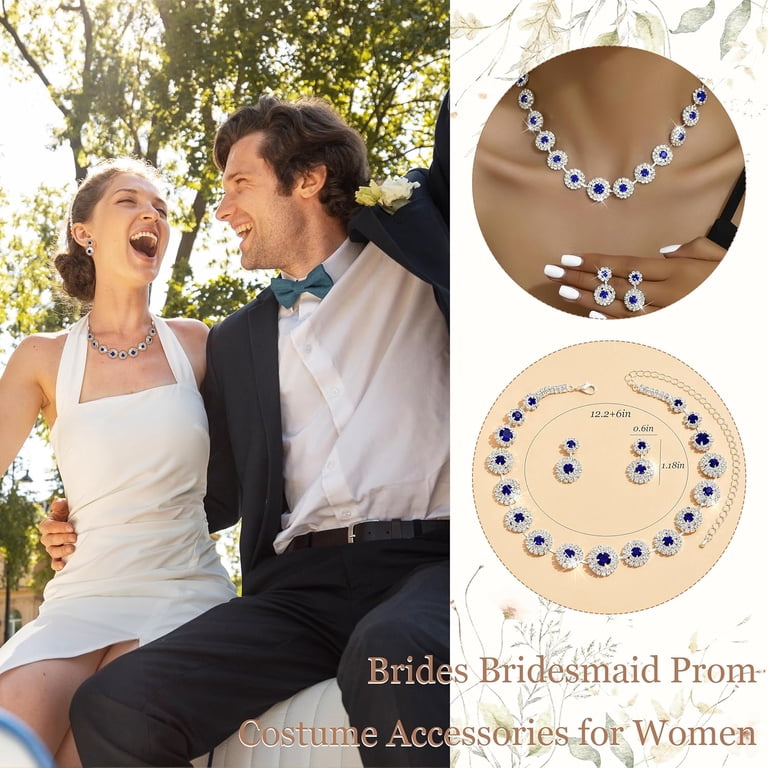 Wedding Jewelry Set for Brides Bridesmaids Silver Rhinestone Necklace  Earrings Bracelet Sets Formal Costume Jewelry Prom Jewelry Sets for Women -  Walmart.com