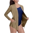 thumbnail image 2 of Sevevn Cardigan Sweaters for Women Women's Solid UPF 50+ Cardigan Sun Shirts Long Sleeve Sun Wrap With Pockets Ice Silk Sunscreen Jacket Great Gifts for Less Brown XL, 2 of 8
