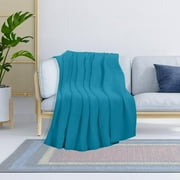 Eurotex Herringbone All-Season 100% Cotton Blanket, Twin, Teal