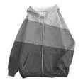 thumbnail image 4 of BODOAO Women's Full Zip Up Hoodie Fall Jacket Oversized Sweatshirt Zipper Long Sleeve Tops Color Block Long Sleeve Hooded Sweatshirts with Pockets Jacket Coat for Women Grey Xl, 4 of 4
