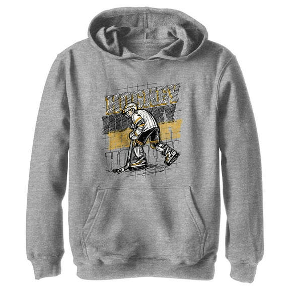 Boy's Lost Gods Hockey Player Sketch Pull Over Hoodie Athletic Heather Small