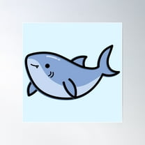 Cute Shark Poster Wall Art, Modern Wall Decor For Living Room Bedroom, 24x24 UNFRAMED