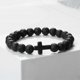 thumbnail image 1 of Pulsera de hombre con cruz de Jesús, piedras naturales, lava negra, turquesas, cuentas de ónix, pulseras con dijes, brazaletes de yoga para mujer, joyería de oración, regalos, 1 of 5