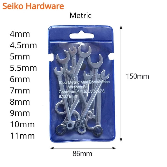 Mini Spanner Wrenches Set Hand Tool Key Ring British Metric for Repairs