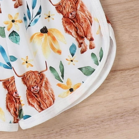 

dmqupv 1 Year Old Summer Clothes Girl Toddler Kids Girls Sleeveless Romper Cartoon Floral Printed Suspenders Clothes Girl Beige 6-12 Months