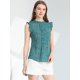 thumbnail image 3 of Blusa elegante Sin mangas Vintage de la Década de 1950 Allegra K con volantes para Oficina de Negocios para Mujer Azul Verde-Floral XS, 3 of 5