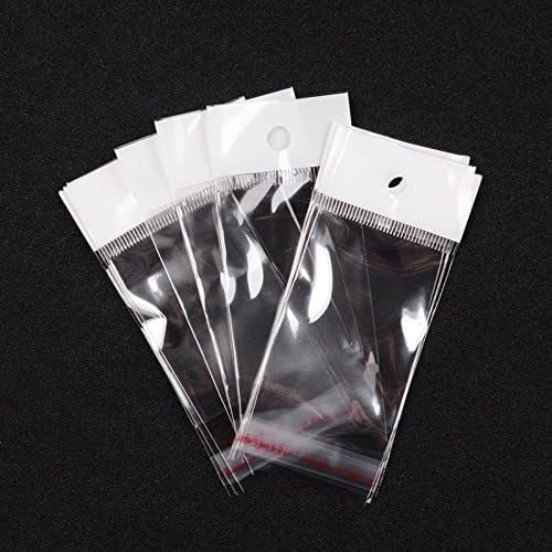 200 Pcs Clear Cellophane Bags Transparent Opp Bag Packing Plastic Bags Self Adhesive Seal for Lipstick Packaging Cookies Candy Gifts and Party Favors Bags Inner measure: 6x4cm Hole: 6mm