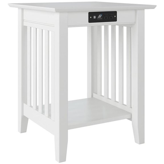 Pemberly Row Charger Printer Stand made of Wood in White Finish