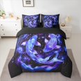 thumbnail image 2 of Manfei Outer Space 7 Pieces Bedding Comforter Set,Cartoon Goldfish Full Bedding Set,Gradient Blue Purple Fitted Sheet Flat Sheet For Teens,Ultra Soft Home Decor Reversible, 2 of 8