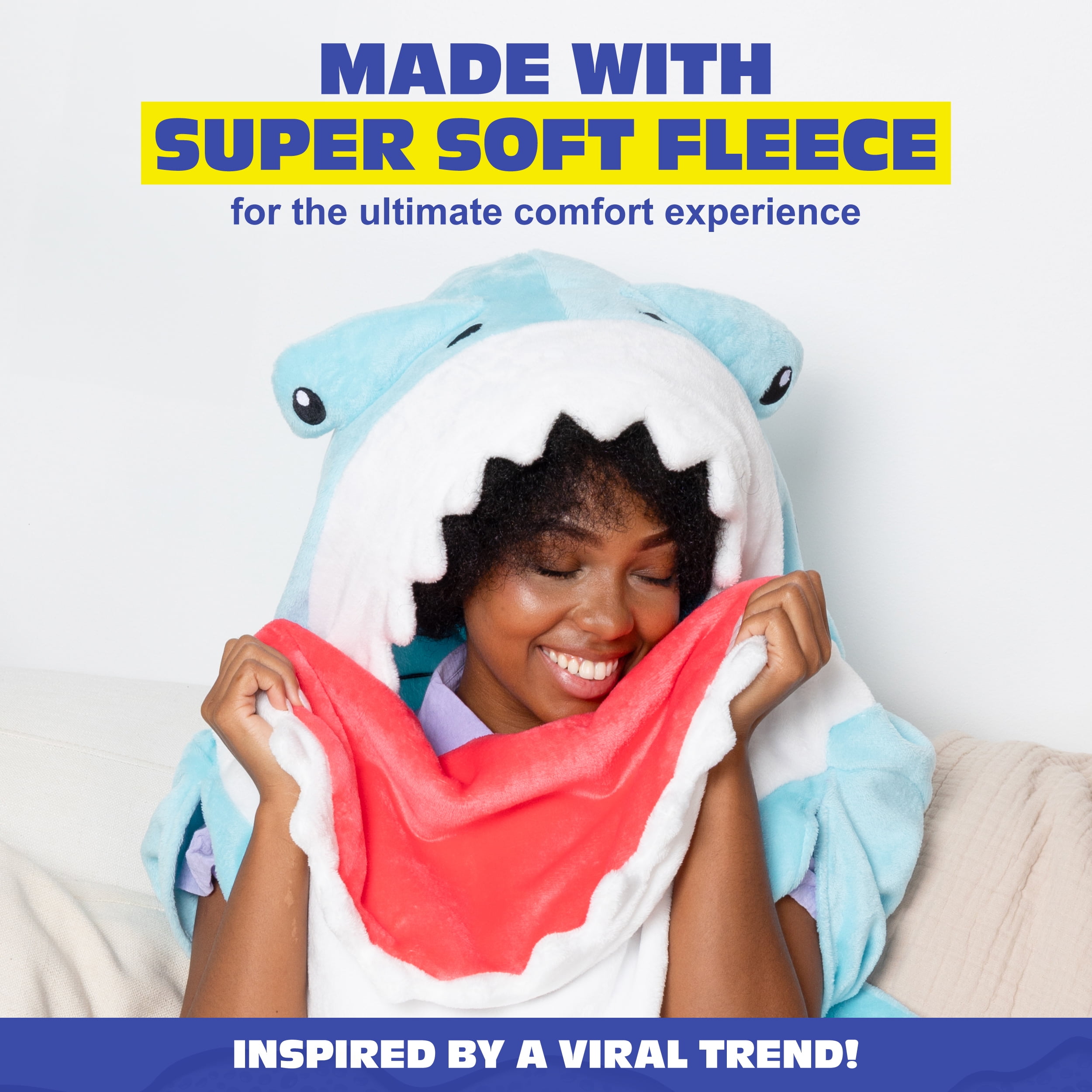Cozy Concepts Hammerhead Shark Blanket by What Do You Meme? Wearable 70" Throw Blanket with Sleeves