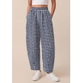 thumbnail image 5 of PRETTYGARDEN Plaid Barrel Pants Women Summer Casual Loose Wide Leg Lounge Gingham Trousers Spring Fashion Beach Bottoms, 5 of 9