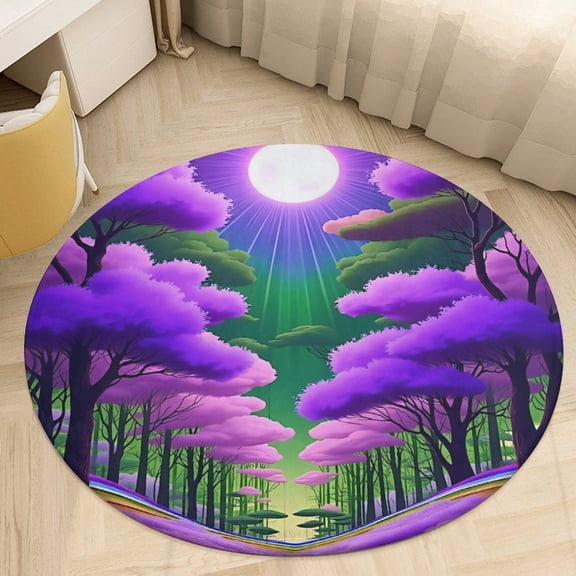Forest Birds, And Flowers Round Area Rugs for Bedroom Living Room, 3FT Soft Indoor Circle Carpets, Carpet Home Decor Floor Mat