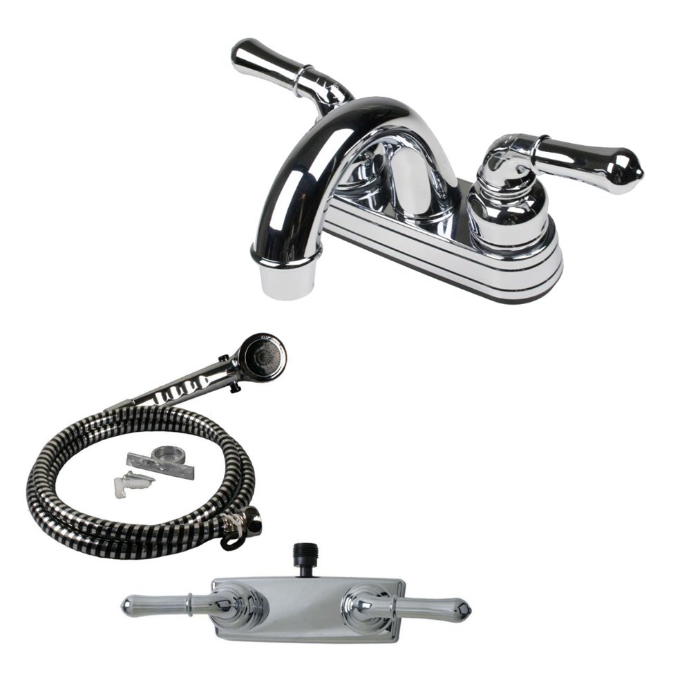 RV/Mobile Home Travel Trailer Lav Faucet, HandHeld Shower Head, and