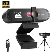 RONY 2K HD Web Camera with Fast Auto Focus, Streaming Webcam with Tripod Stand Privacy Cover, Dual Noise-Canceling PC Camera for Video Calling Zoom Meeting