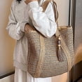 thumbnail image 4 of HXWCHs Women's Woven Straw Beach tote Bag Boho Summer Shoulder Handbag with Tassel for Travel 45x36x40cm Beige, 4 of 7