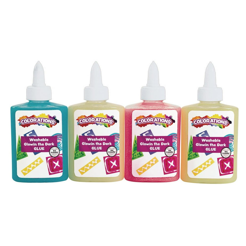 Colorations Glow in the Dark Glue, Set of 4, each 4 oz (Item CGINDG4