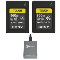 Sony CEA-M Series TOUGH 960GB CFexpress Type-A Memory Card, 2-Pack, Bundle with USB-C CFexpress Type-A and SD UHS-II Card Reader