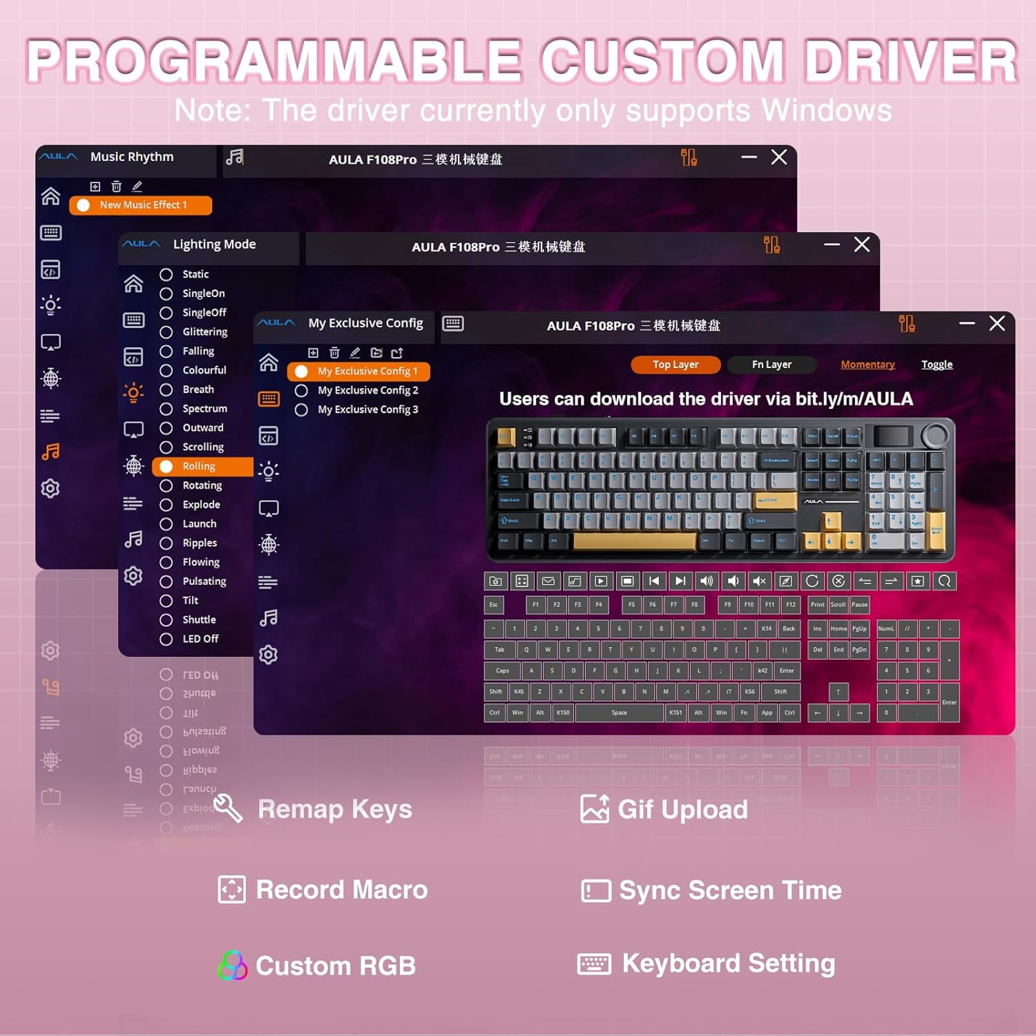 Restored AULA F99 Pro Wireless Mechanical Keyboard with Knob,Tri-Mode BT5.0/USB-C/2.4GHz Hot Swappable Keyboard,Gasket Structure,Creamy Sound,RGB Backlit Computer Gaming Keyboards
