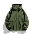 thumbnail image 4 of Maoxin Mens Jacket Men's Casual Loose Fitting Workwear Long Sleeved Hooded Jacket Long Sleeve Hooded Casual Outwear Jackets Jackets for Men , Army Green , 2XL, 4 of 5