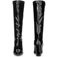 thumbnail image 2 of Unique Bargains Women's Boot Pointed Toe  Zip Chunky Heels Knee High Boots Black 10, 2 of 6