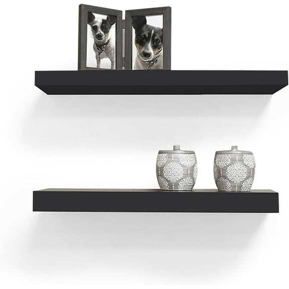 InPlace Hidden Bracket Shelf, 8" D x 18" W x 1.50" H, Set of 2 Black, 9603000E