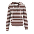 thumbnail image 4 of AGWOLF Striped Sweatshirts for Women Vintage Aesthetic Button Down Hooded Pullover Y2K Long Sleeve Hoodies Fall Winter Tops, 4 of 6