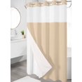 thumbnail image 3 of No Hook Shower Curtain with Snap-in Liner, Khaki Solid Color Waterproof Fabric Bathroom Curtains, Aesthetics Contemporary Luxury Bath Curtains & Mesh Top Window Stand Up Stall 36"x72", 3 of 9