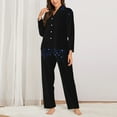 thumbnail image 2 of Fotbe Black Blue Glitter Sparkles Conjunto de Pijama de Manga Larga para Mujer con Estampado, Ropa de Dormir de 2 Piezas, Conjunto de Casa Suave y Cómodo con Bolsillos-Large, 2 of 7