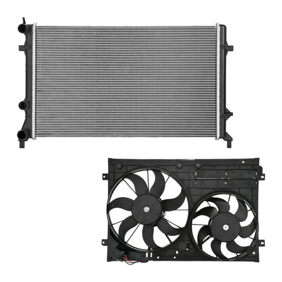 AutoShack Radiator & Coling Fan Set For 2011-2015 VW Jetta 2012-2014 Beetle 2.0L 2.5L FWD RKPKG00049