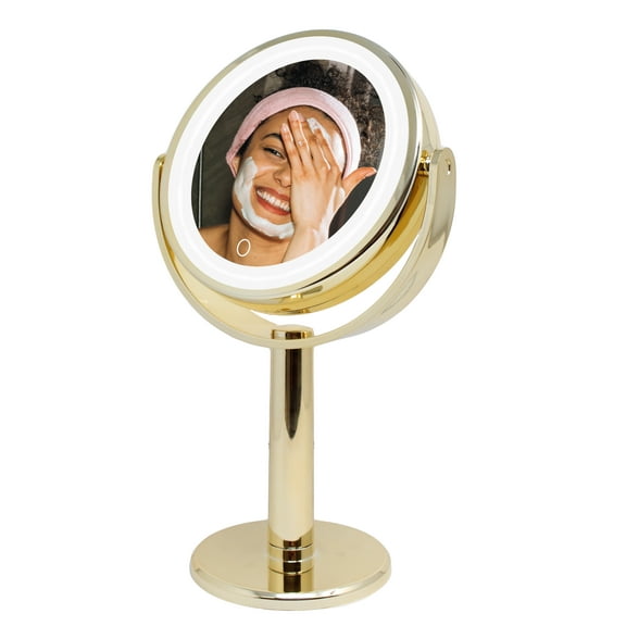 Onyx Professional Classic Daily Freestanding Essential LED Mirror, Gold