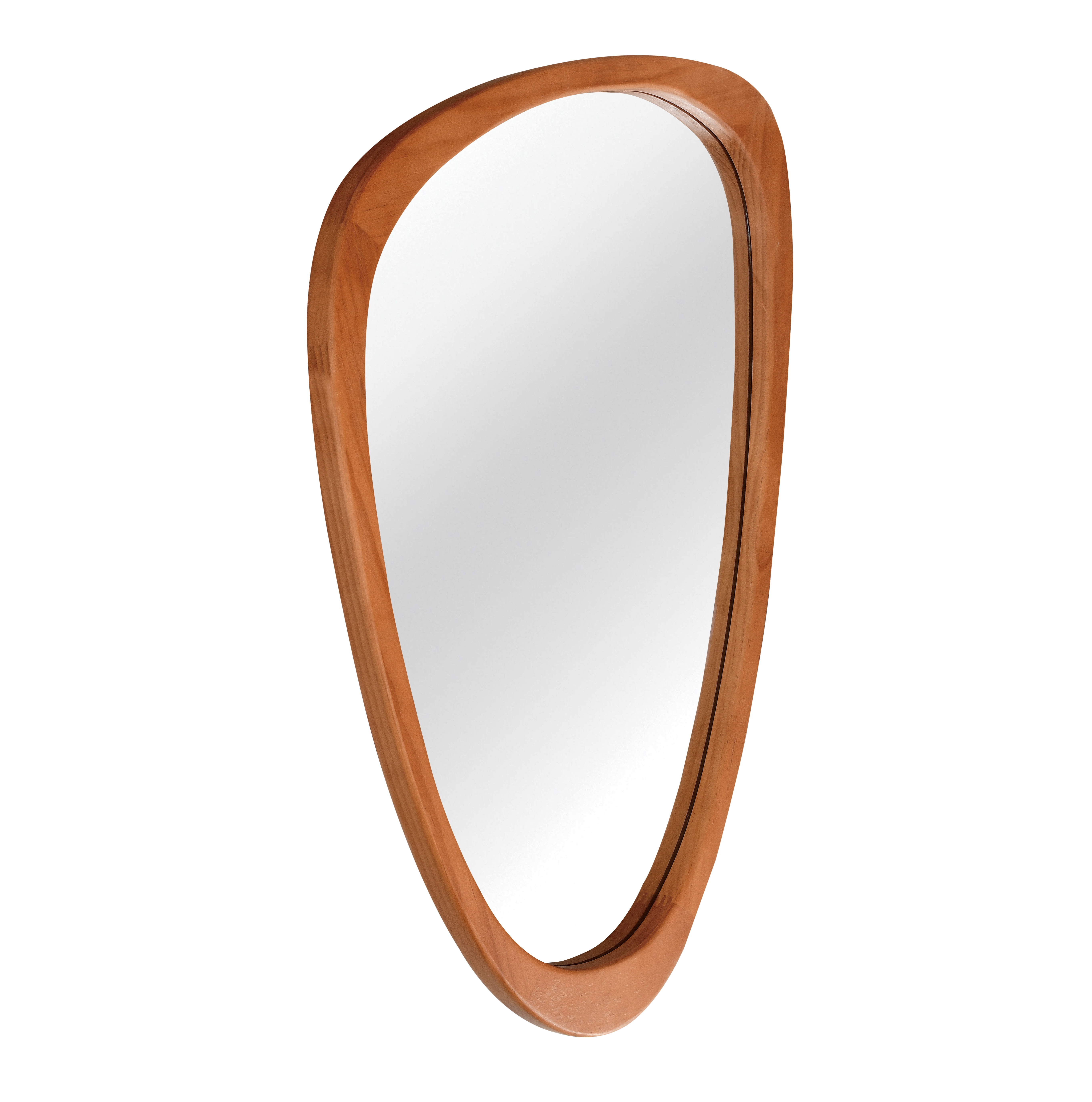 24x36-Inch Irregular Solid Wood Frame Mirror, Decorative Wall Mirror and Vanity Mirror for Bedroom Bathroom Living Room Entryway, Yellowish Brown
