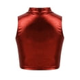 thumbnail image 2 of Aislor Kids Girls Shiny Metallic Gymnastics Crop Tops Sleeveless Mock Neck Tank Tops Workout Activewear, 2 of 7