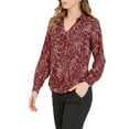 thumbnail image 4 of MODA NOVA Juniors Pleated V-Neck Long Sleeve Floral Faux Pocket Shirt, 4 of 6