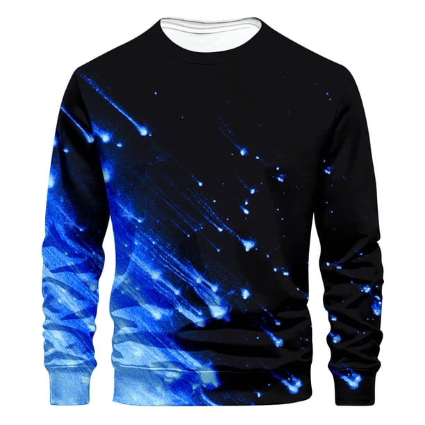Sudadera sin capucha para hombre, informal, a la moda, con cuello redondo, estampado, de manga larga
