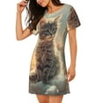thumbnail image 2 of Daiia Sunshine Cloud Kitten Print Women's Nightshirt Soft Nightgowns for Women Short Sleeve dress Short-sleeved Sleepwear, 2 of 6